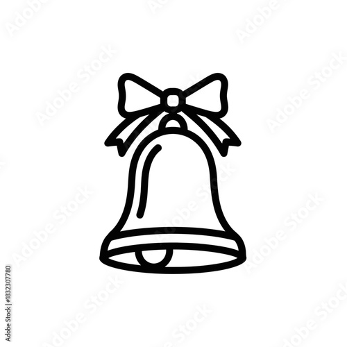 Simple church bell icon with bow in black design