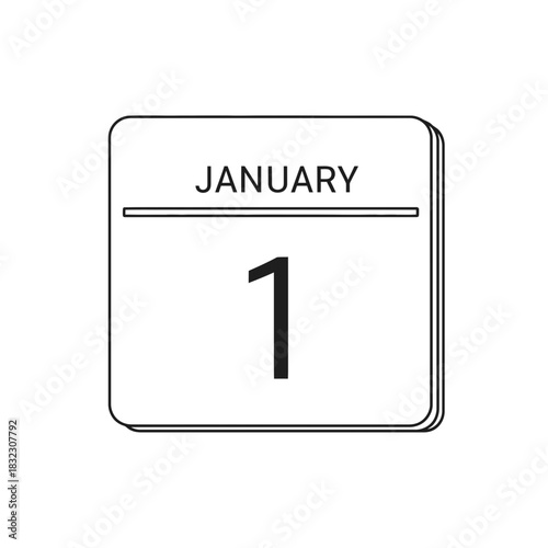 Simple vector icon of a calendar page showing January 1