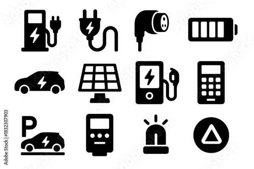 Vector parking icon terminal module electric charging fast gauge ev connector control