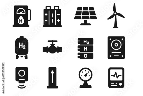 Flow green sensor monitoring stack safety vector valve hydro turbine icon panel