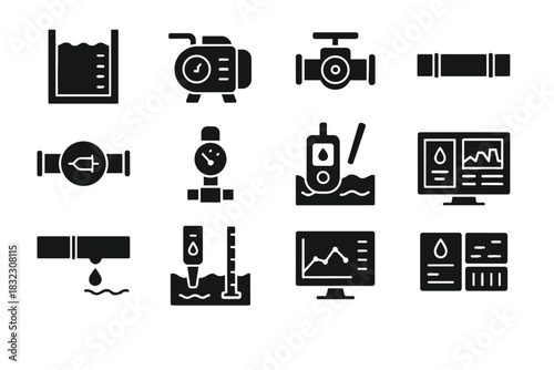 Meter pressure water controller vector smart analytics pipeline monitor icons quality icon