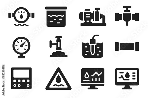 Indicator pump reservoir vector water icon alert smart leak segment panel