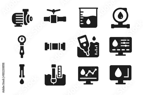 Level control monitor pressure gauge sensor icon systems water smart display vector