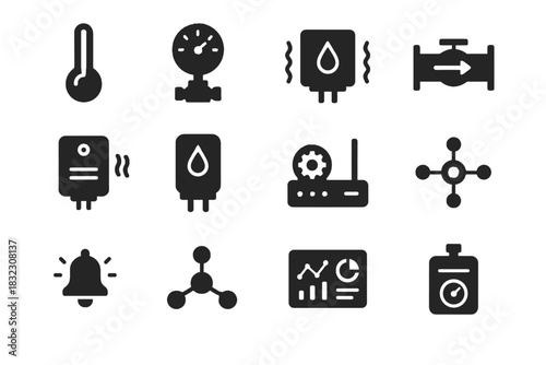 Sensor industrial monitor meter gas iot icons indicator vibration vector icon flow