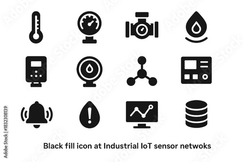Connectivity gas data bell iot screen vector gauge icons industrial flow icon