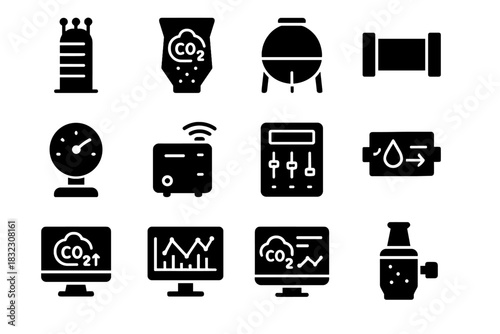 Unit emission vector screen absorption storage icon carbon icons capture control flow