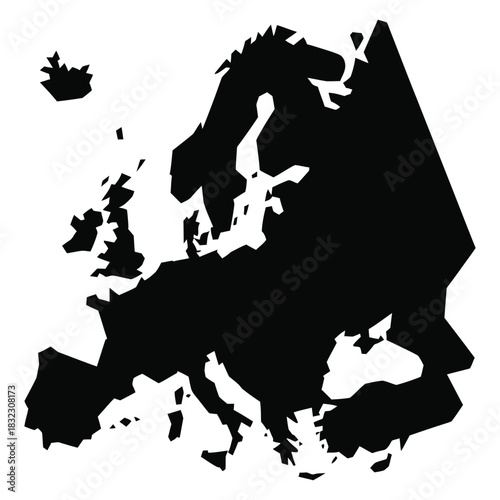 Black silhouette map of the european continent