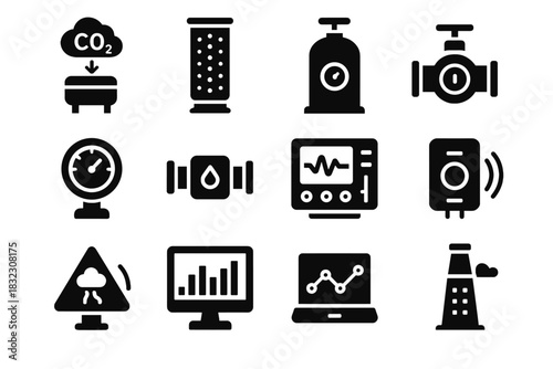 Chart module vector icons valve capture icon analytics alert carbon scrubber filter