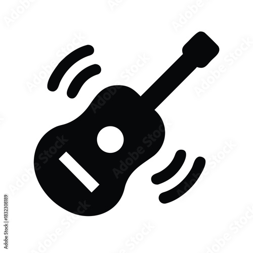 Guitar sound waves silhouette vector icon