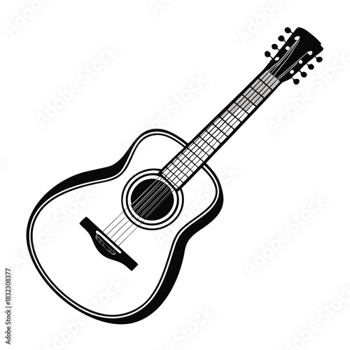 Acoustic guitar outline minimal vector icon