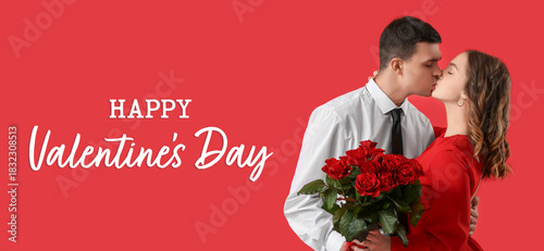 Young couple with bouquet o...