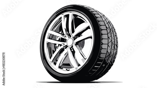 Car Tire with Car Vector Illustration for Automotive Design Projects