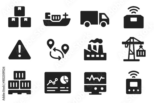 Delivery module supply building icon icons chain sensor vector route container panel