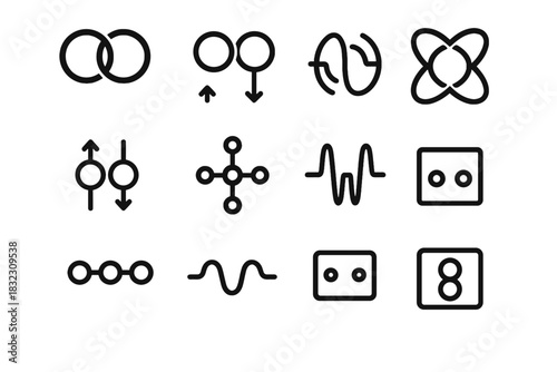 Ring state vector loop entangled correlation bell set node quantum bond icon