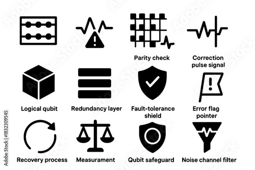 Logical comparator channel qubit icon error check grid quantum vector filter correction