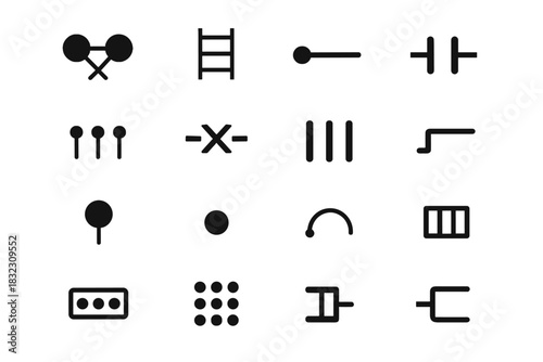 Icons pack shape quantum vector terminal control gate entanglement icon block circuit