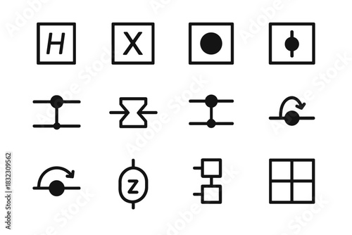Icon gate swap pair phase matrix vector arc quantum toffoli block