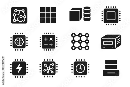 Node icon edge tile processor vector embedded module ai accelerator case