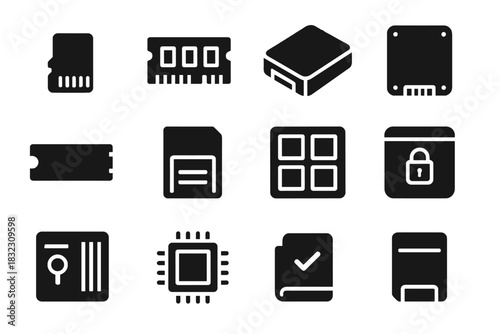 Tile vector array pad icons storage memory flash block embedded edge icon