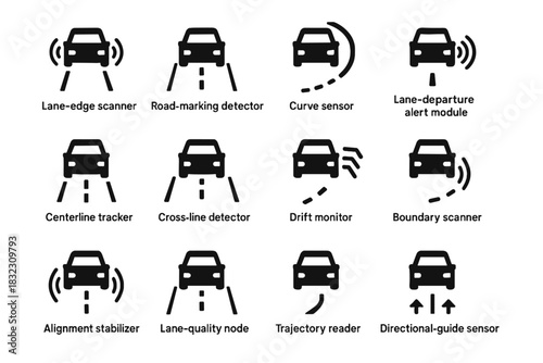 Boundary detector icons vector icon reader lane sensor alert scanner module stabilizer