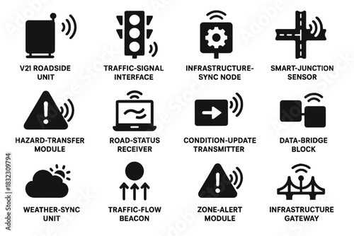 Interface i node icon beacon infrastructure gateway receiver communication block vector v