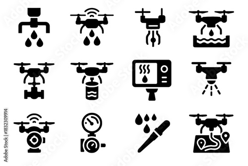 Moisture thermal drone vector irrigation icon receiver humidity camera probe quadcopter module