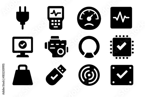 Icons diagnostic ring weight tool icon shape validation precision vector disc system