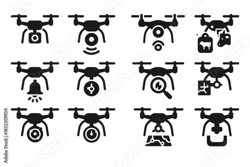 Connector tracking algorithm vector alert core farm drone security beacon icon analyzer