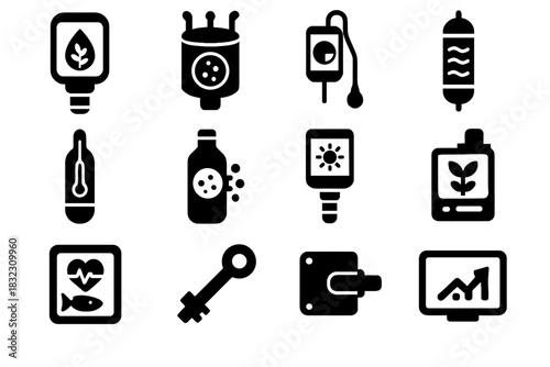 Profiler scanner lake module chlorophyll meter analyzer calibration icon vector ecosystem gas