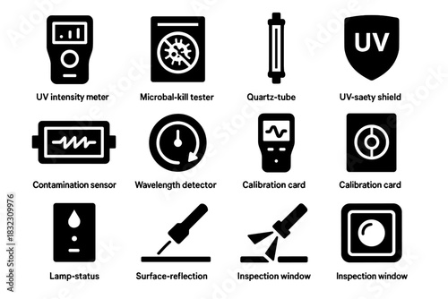 Uv housing icon indicator vector sensor inspection water tester testing contamination window
