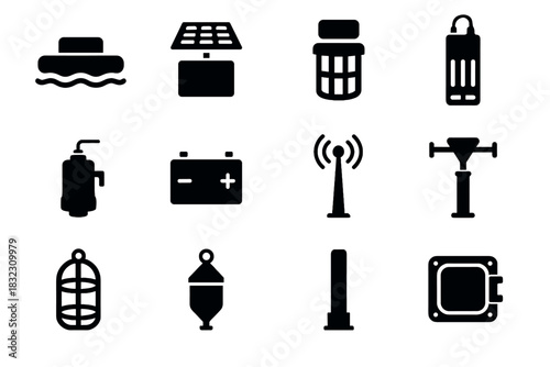 Station icons inspection vector mount tube mast top sediment icon sensor water