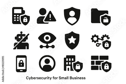 Icon set thickness monitoring effects consistently rounded equal cybersecurity no negative vector