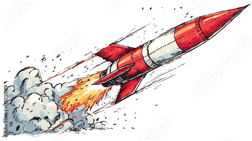 Missile Vector Outline on White Background - Professional Military Illustration