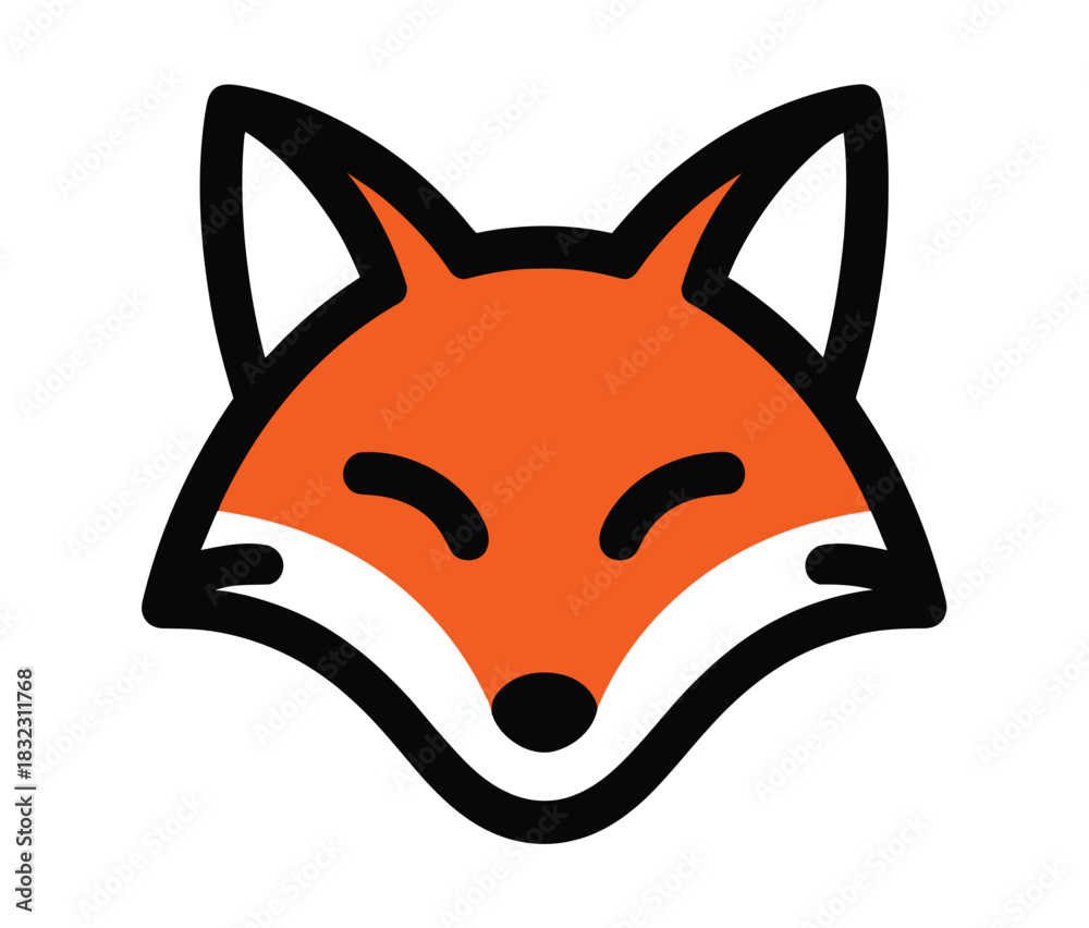 Obraz premium An illustrative depiction of a stylized fox face with closed eyes.