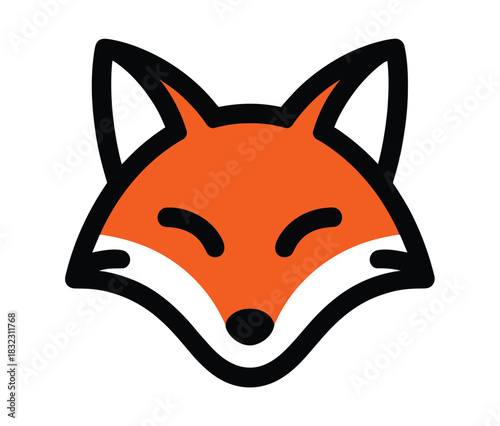 An illustrative depiction of a stylized fox face with closed eyes.
