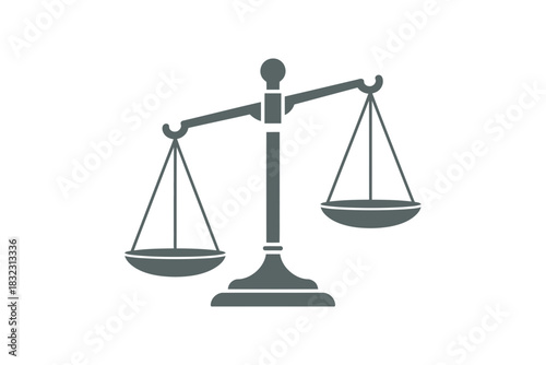 Illustration of a balance scale with two pans hanging from a central beam arm