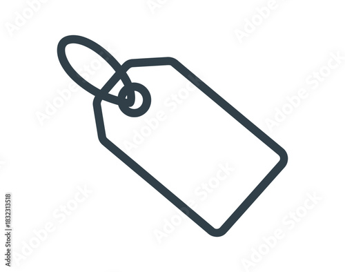 Illustration of a simple price tag with a loop and a rectangular tag shape outline
