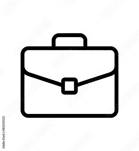 Illustration of a simple black and white briefcase with handle and closure box