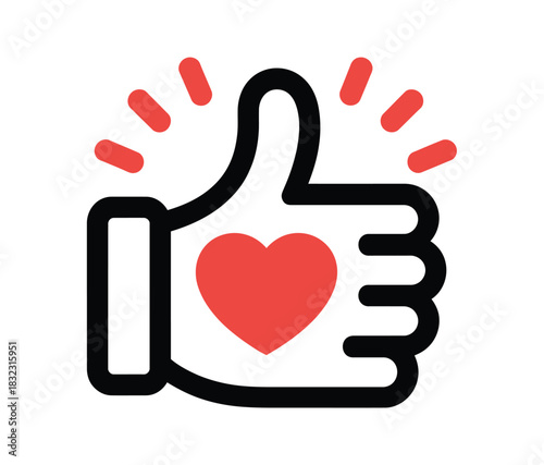 A hand giving a thumbs up with a heart symbol, representing approval and positive feedback.