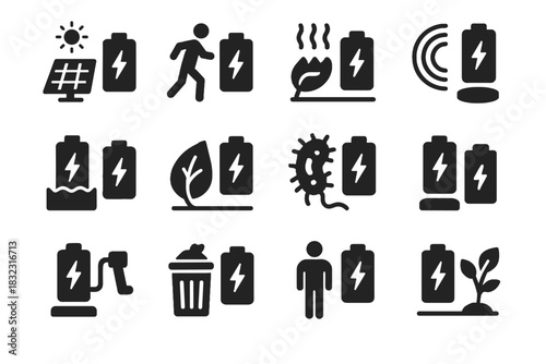Charging vector harvesting crank bio body inductive thermal wireless icons icon feed