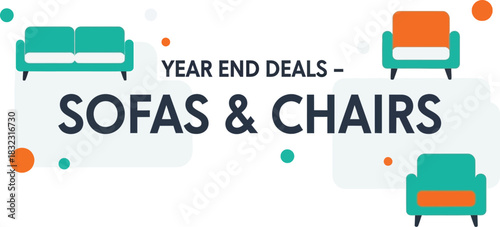 Year end deals on sofas and chairs isolated on white background