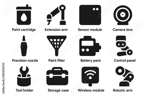 Paint accessories joint robot arm icon painter battery module tool cartridge case