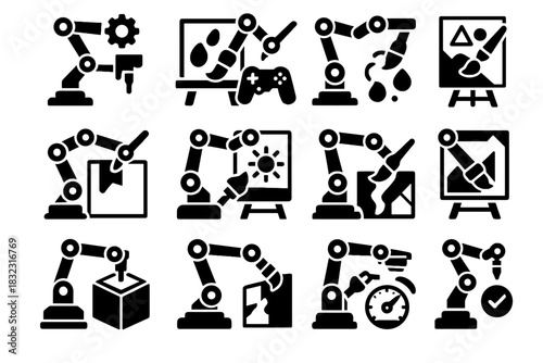 Robot icon restoration calibration mode painter safety pattern control vector generation surface