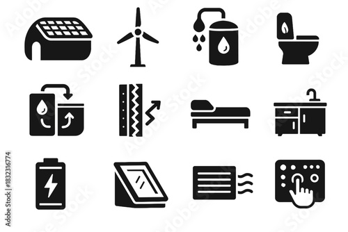 Capsule composting turbine roof icons insulated ventilation vector walls icon panel eco
