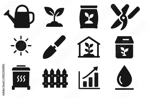Packet gardening icon shears ai vector drop compost plant soil icons symbol