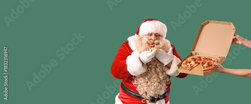 Santa Claus eating tasty pi...