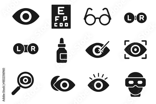 Scan ophthalmology grid icon magnifying vector sensitivity diagram test eye glass drops