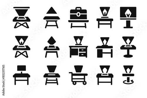 Hologram icons mobile vector lightweight rotating icon mini briefcase modular desk