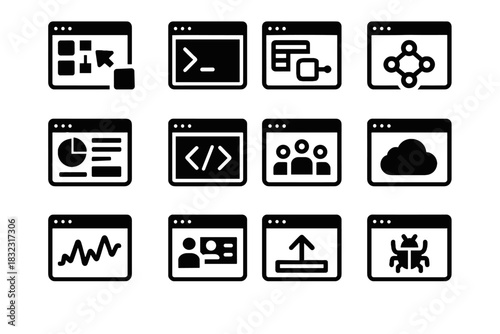 Interface console management dashboard line icon vector manager icons editor deployment ai