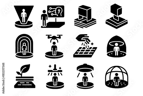 Programmable futuristic transparent vector stage icon reality lighting icons virtual holographic adaptive